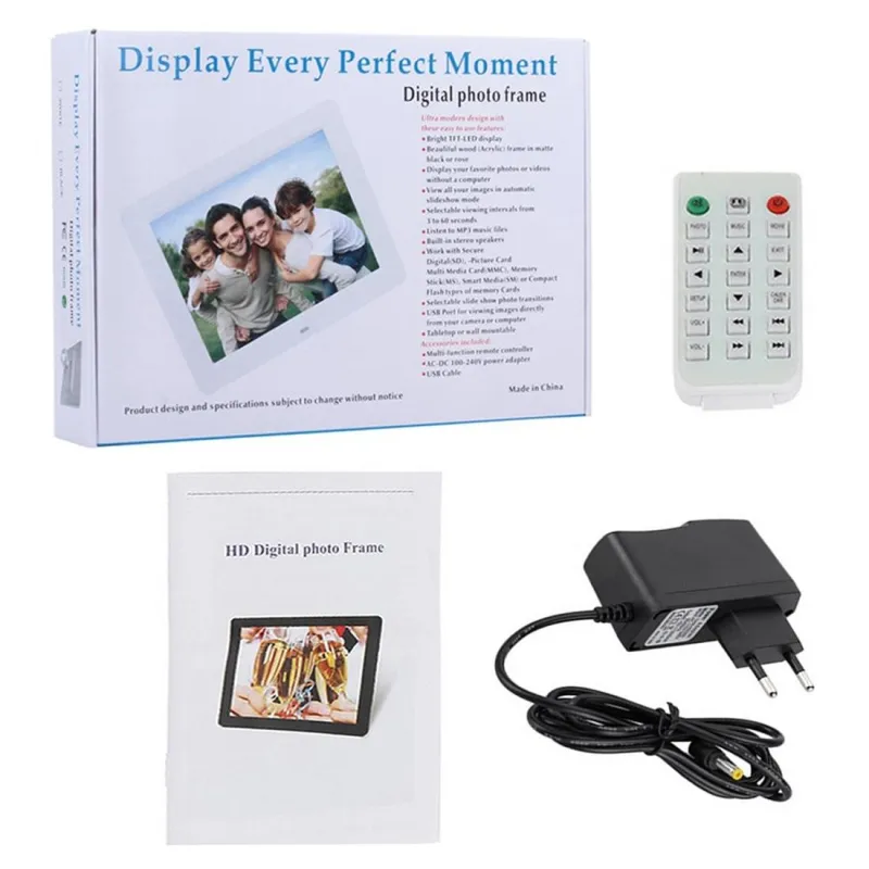 Cadre Photo Numérique LED 13 Pouces Télécommande USB SD