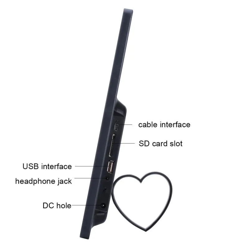 Cadre Photo Numérique LED 13 Pouces Télécommande USB SD