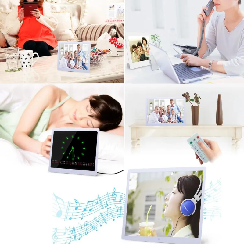 Cadre Photo Numérique LED 13 Pouces Télécommande USB SD